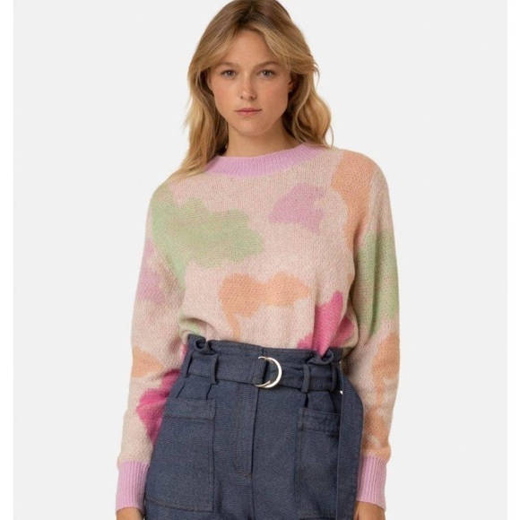 FRNCH Paris pastel crewneck sweater mohair wool blend size small multicolor - Picture 1 of 9